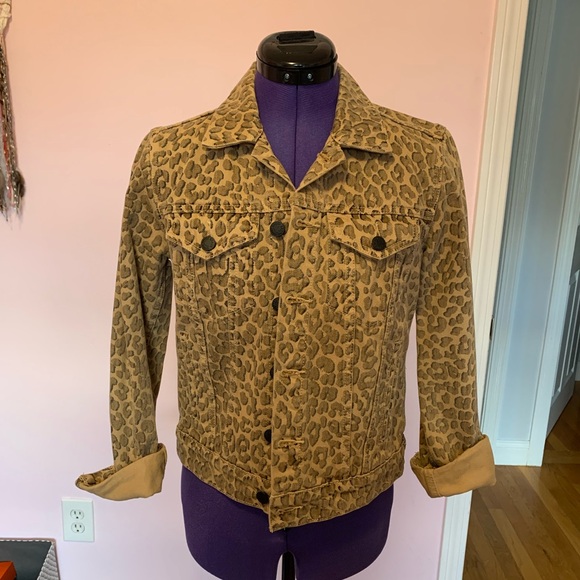 Lucky Brand Cheetah Print Denim Jacket - Worn Once - Perfect - Picture 1 of 3